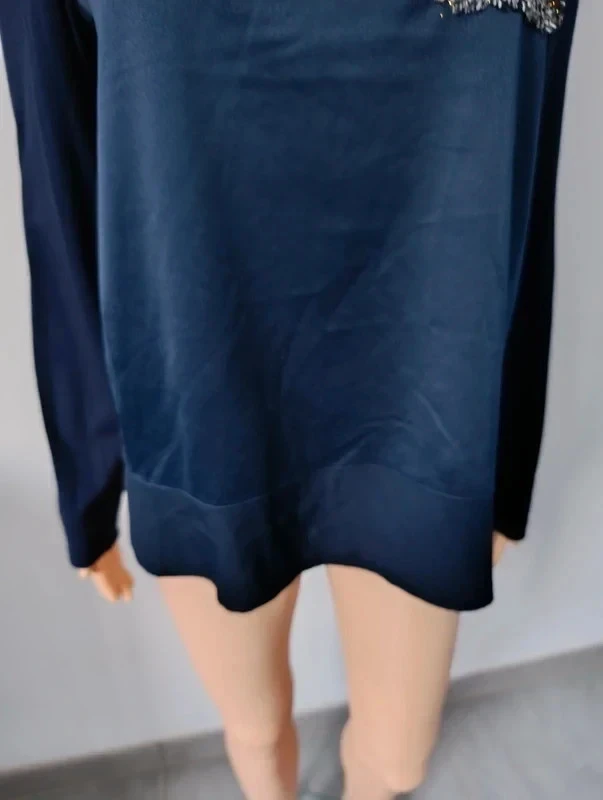 Blusa Captain Tortue T38 azul marino – Bolsillo de tweed con lentejuelas – Mangas largas – photo 10